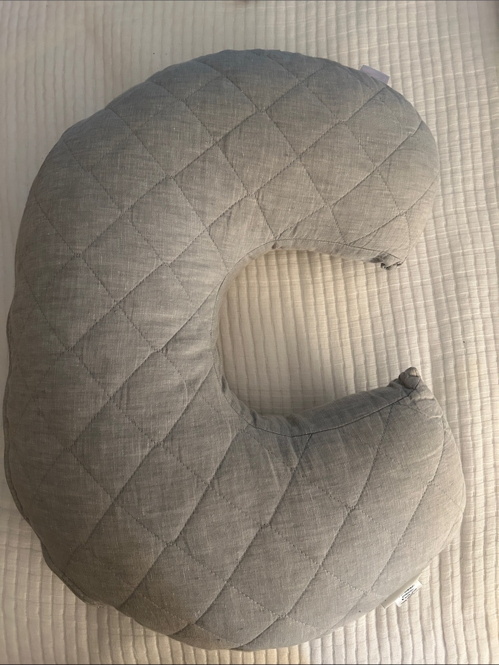 Pottery Barn Kids Quilted C-Shaped Nursing Pillow - Gray